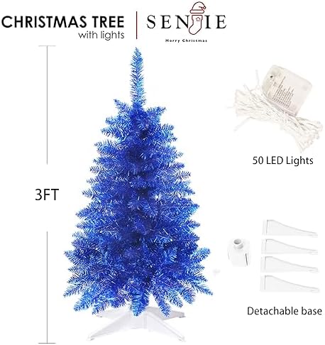 3FT Blue Artificial Small Christmas Tree Mini Tabletop Decor