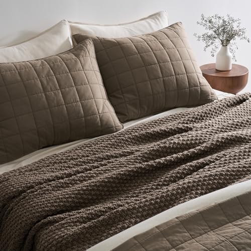EVERGRACEHOME Chunky Chenille Knit Throw Blanket, 90 x 90, Mocha Brown