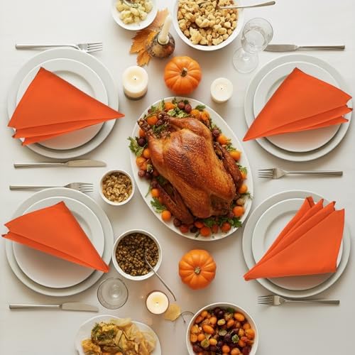 Utopia Home [12 Pack, Orange] Cloth Napkins 17x17 Inches, 100% Polyester