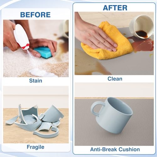 StepRite Kitchen Mats for Floor, 2-Piece Anti-Fatigue Kitchen Rugs, Khaki