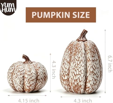 2Pcs Resin Pumpkin Figurines, Lattice Fall Thanksgiving Decor