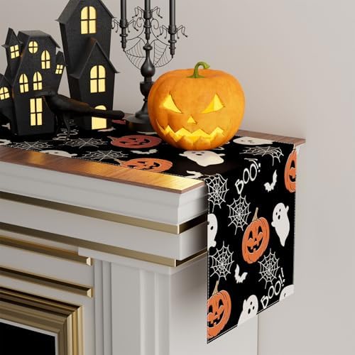 XCHI Halloween Ghost Pumpkin Table Runner for Table Decoration 13x48 Inch