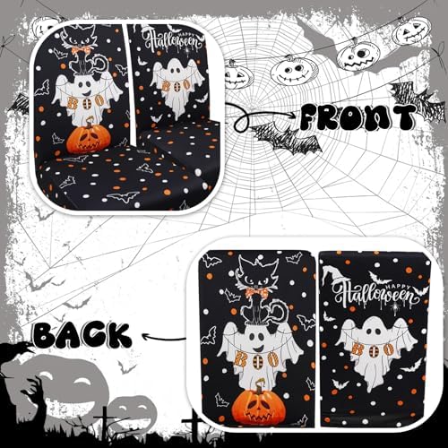 Halloween Chair Covers Set of 6 Ghost Dining Chair Covers for Party Kitchen Removable Seat Cover for Chairs Halloween Decorations Indoor