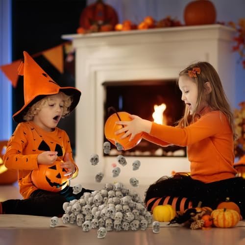 50pcs Halloween Mini Skulls Miniature Resin Skeleton Head Party Decorations