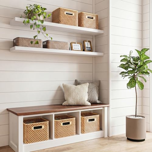 Fixwal Floating Wall Shelves for Decor (White, Set of 2, 47.2Inch)