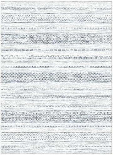 Nakagishi Boho 5x7 Area Rug Living Room Rugs Machine Washable White Blue