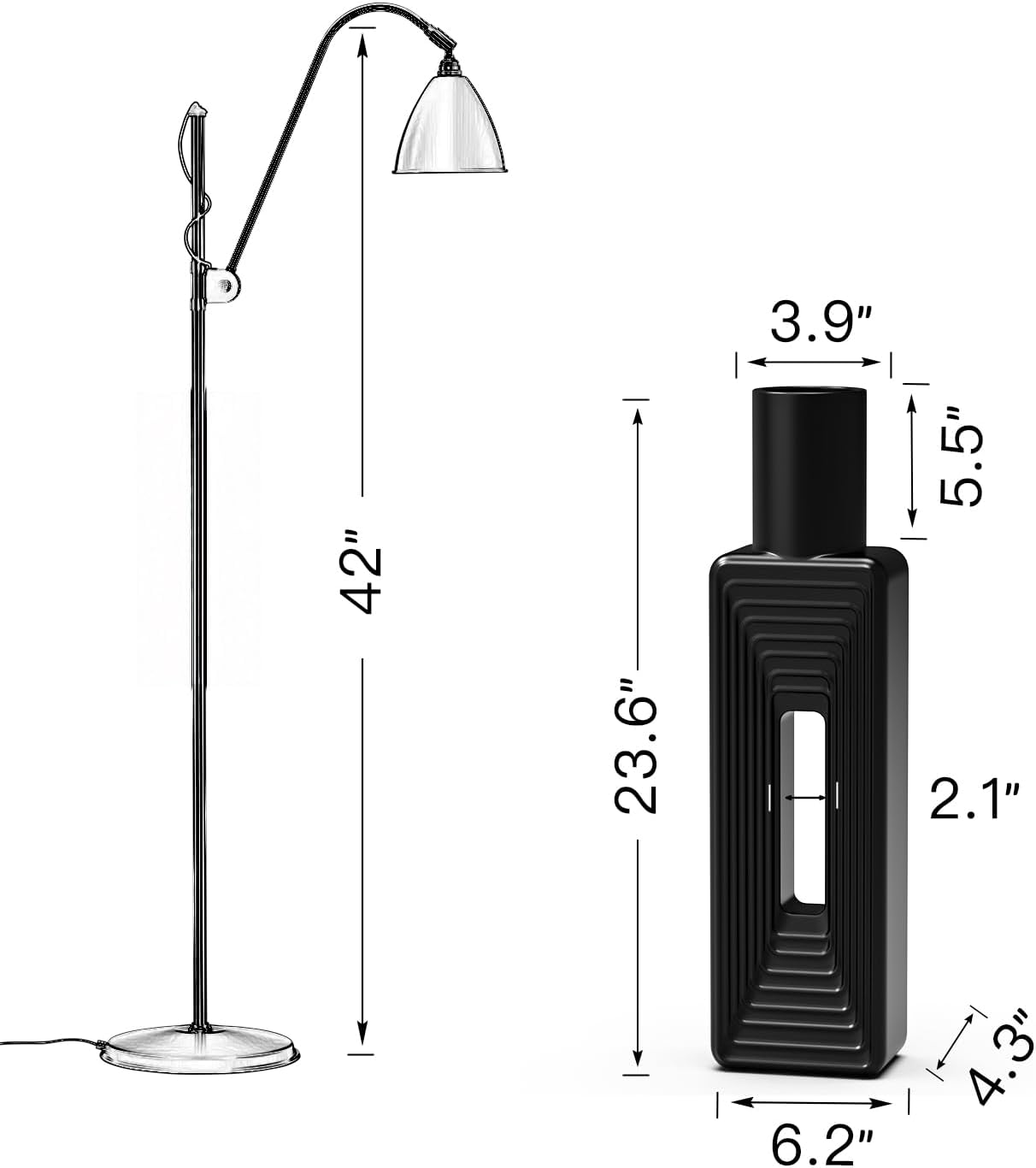 24- Tall Large Vases for Modern Home Decor / Black / 23.6 In