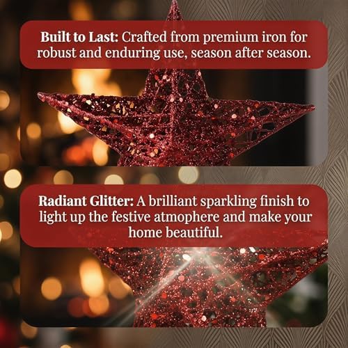 BinaryABC Iron Christmas Tree Star Topper,20cm Glittering Tree Topper