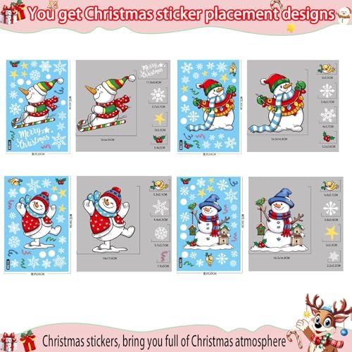 147Pcs Christmas Window Clings Winter Snowflake Decorations Christmas Window Clings Snowflake Stickers for Glass Windows Holiday Winter Indoor Party Bedroom Decor