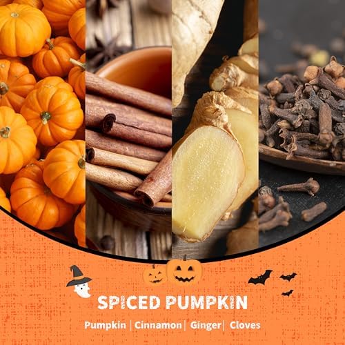Airkeep Halloween Reed Diffuser Set,3.38 fl oz (100 ml) - Spiced Pumpkin Oil Diffusers with 8 Reed Sticks, Home