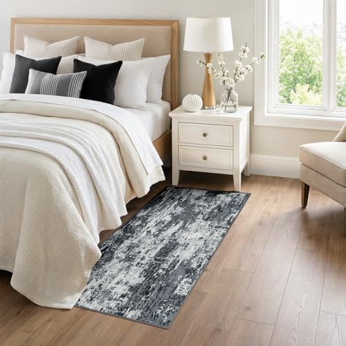 RELEANY Washable Runner 3'x6' Abstract Area Rug for Hallway Black White