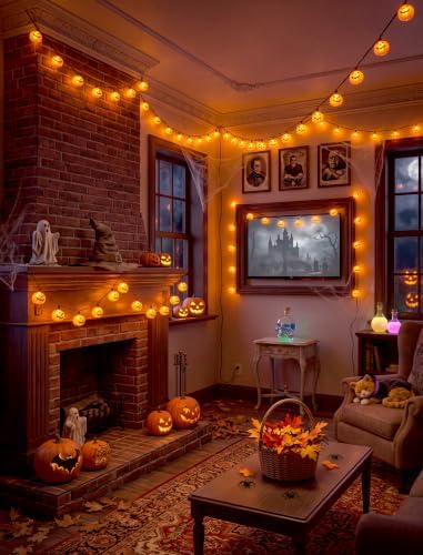 12FT Halloween Pumpkin Lights String, 20 Pumpkin Lantern String Lights