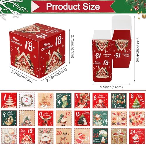 ONESING DIY 2026 Christmas Advent Calendar Boxes - 24 Days Countdown Calendar Gift for Adults and Kids Christmas Colorful Cardboard Number Boxes Make & Fill Your Own Advent Calendar Boxes-24 Pcs