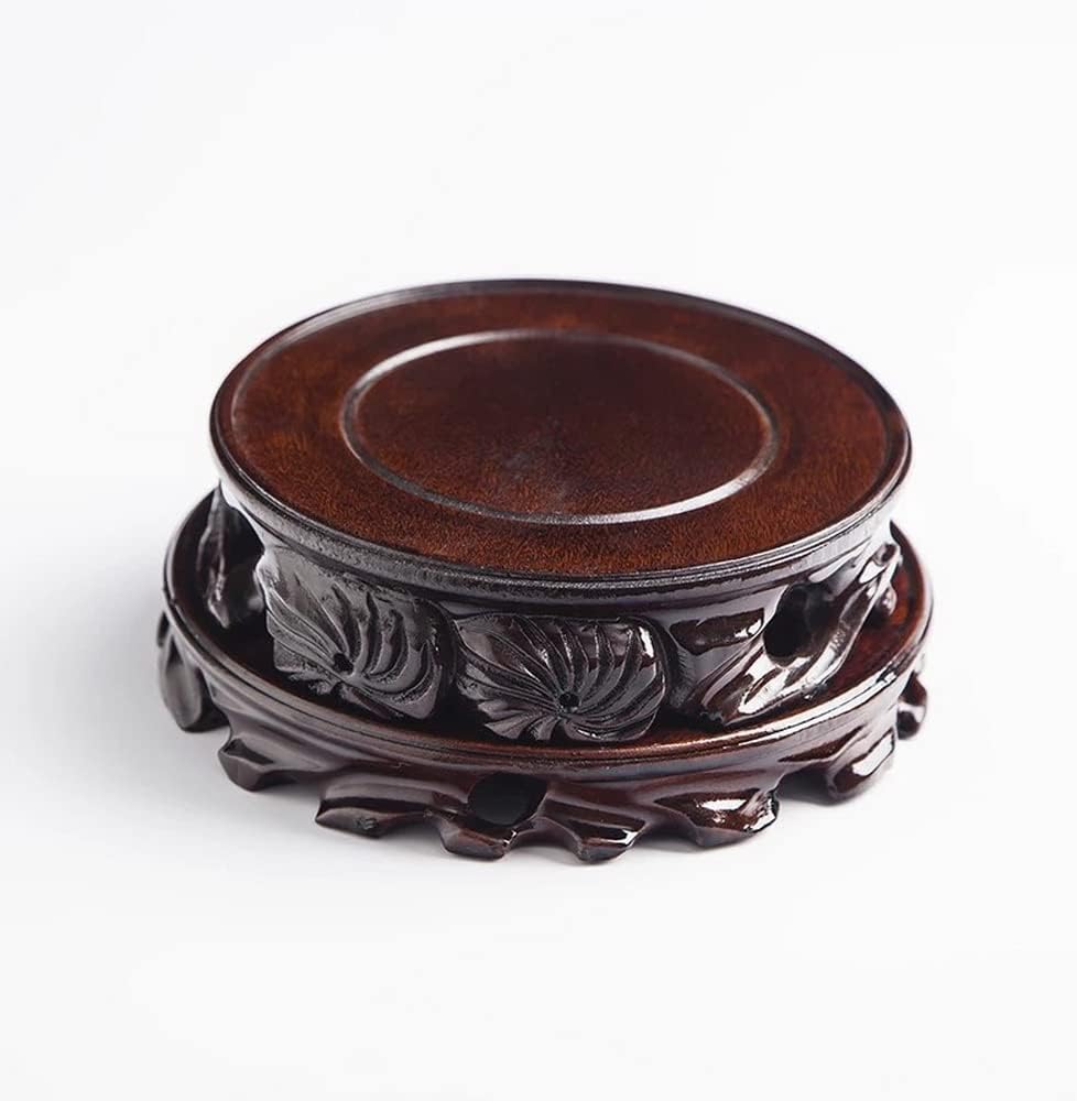 Chinese Wooden Solid Wood Base Rosewood Carved Craft Stand Vase Buddha Statue / 3.9 x 3.9 x 1.0