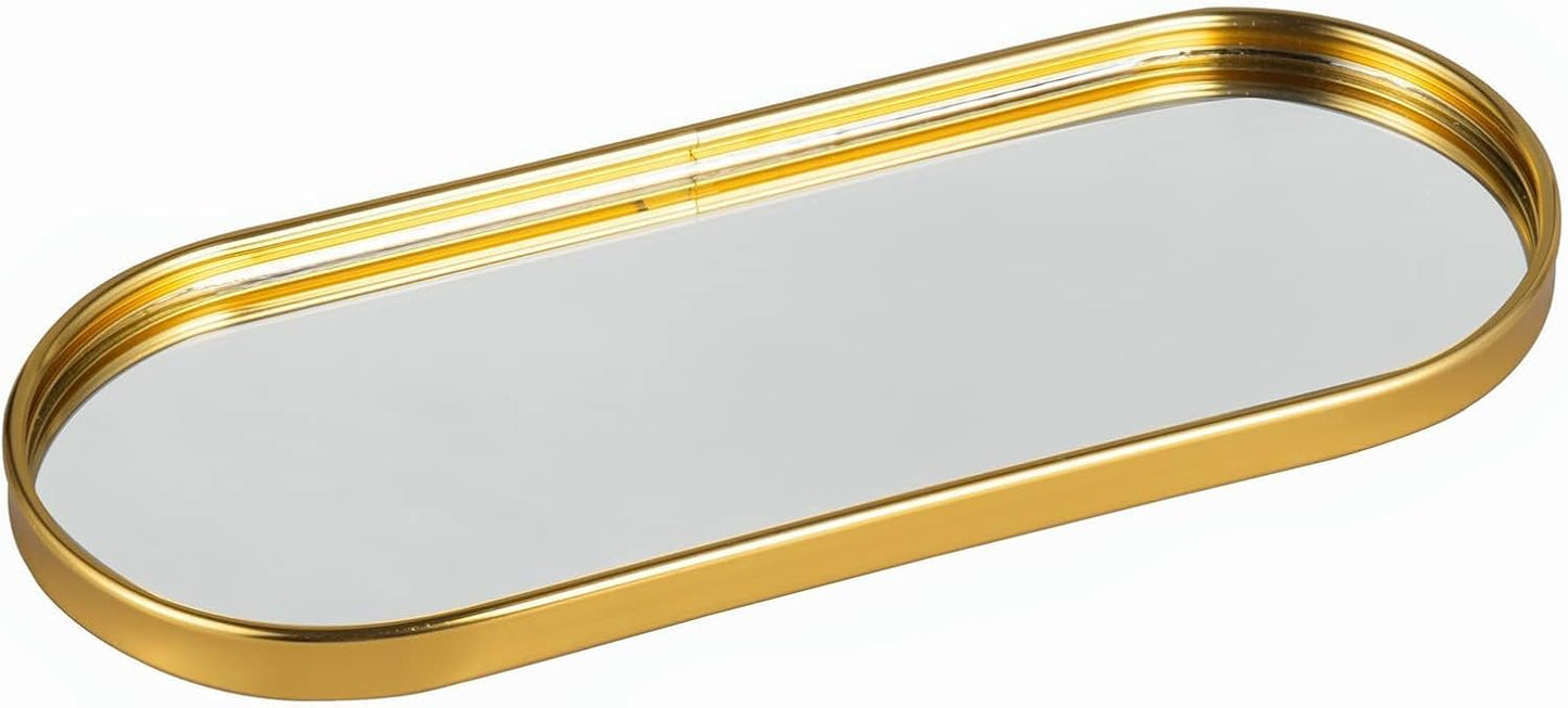 Mirrored Jewelry Trinket Tray Vanit Little Ring Earings Organizer Ornate Cosmetic Perfume / Gold