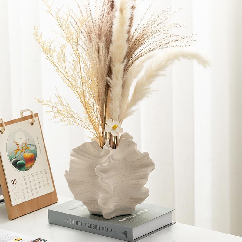 Modern Art Ceramic Coral Flower Vase Home and Office Decoration Sculpture Work Bohemian / White