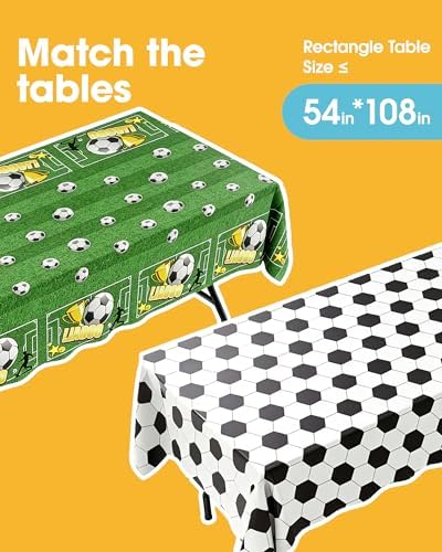 Niuara Soccer Plastic Table Cloth Disposable, 4 Pack, 54 x 108 in
