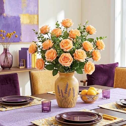Auihiay 60PCS Artificial Roses, Champagne Roses, Velvet Silk Roses