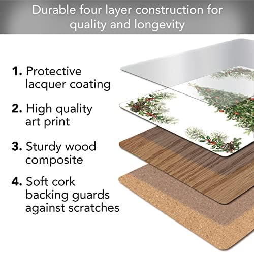 Christmas Tree Boxed Set of 4 Premium Hardboard Placemats