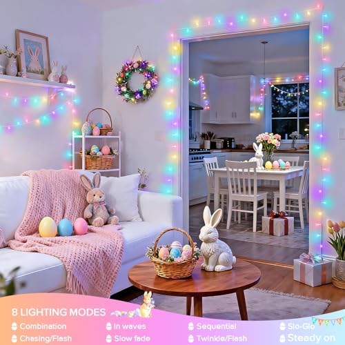 JMEXSUSS 2 Pack 100 LED Easter String Lights Indoor Outdoor