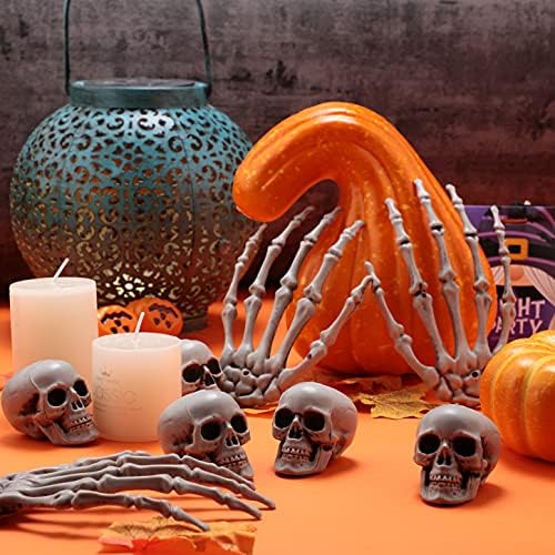 Sumind 8 Pcs Halloween Skeleton Hands Mini Skulls, Plastic Fake Decor