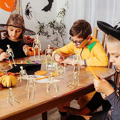 12 Pcs Mini Skeleton Figurines, Small Tiny Skeletons for Crafts, Halloween Party Decorations Supplies