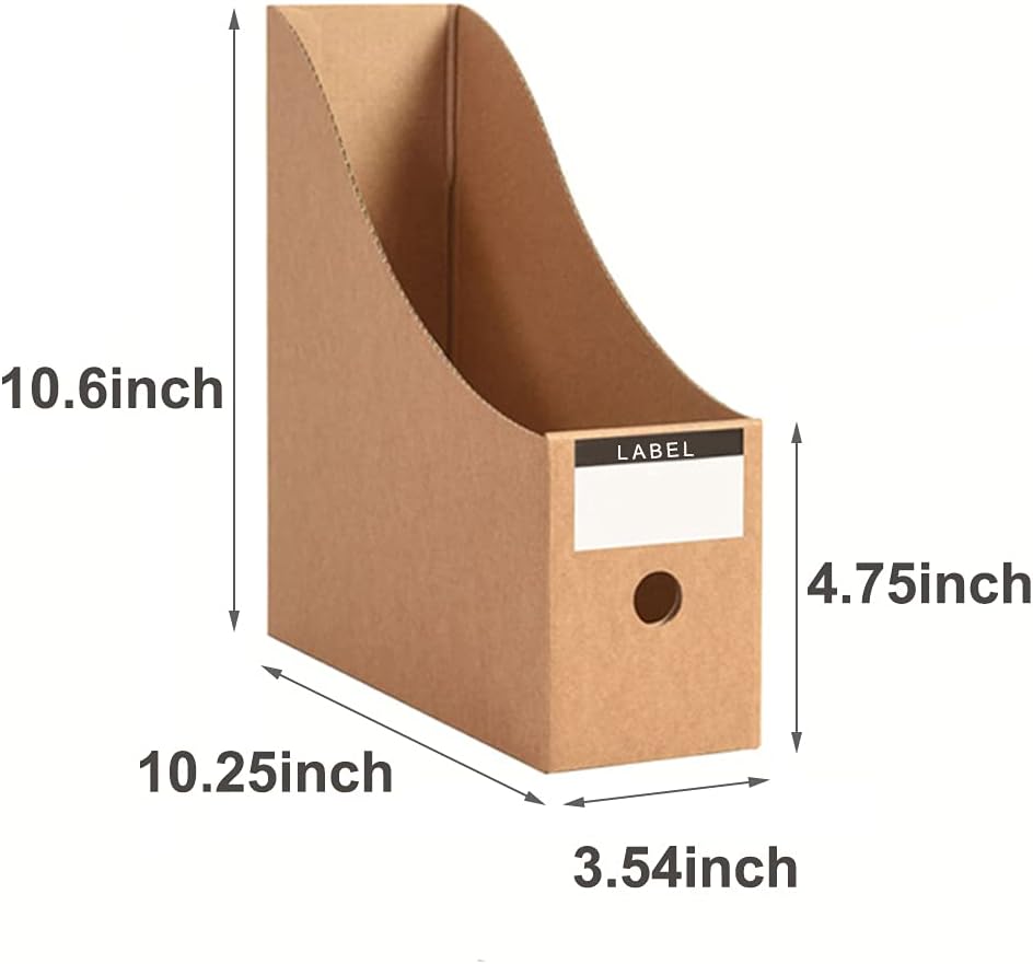 Foldable Desk File Holder Organizer Sturdy Cardboard Magazine Storage Box Document Rack with Blank Label Stickers for