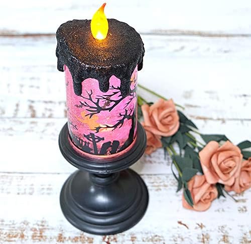 Eldnacele Ghosts Halloween Snow Globe Flameless Candle Battery Operated