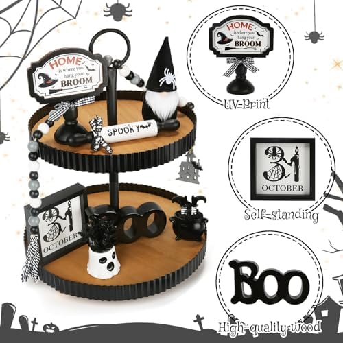 Halloween Decorations for Home Office 8PCS Farmhouse Tiered Tray Decor