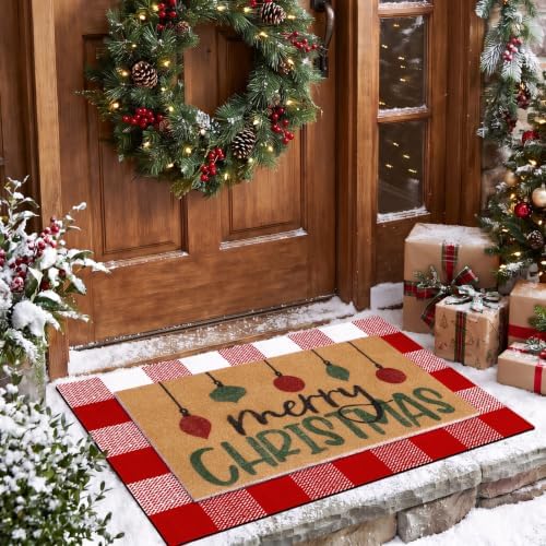Tinideya 2 Pcs Christmas Layered Doormat Set, Merry Christmas Ornaments