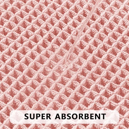 MIULEE Set of 2 Waffle Bathroom Rugs Boho Bath Mat Pink 17x24 Inch