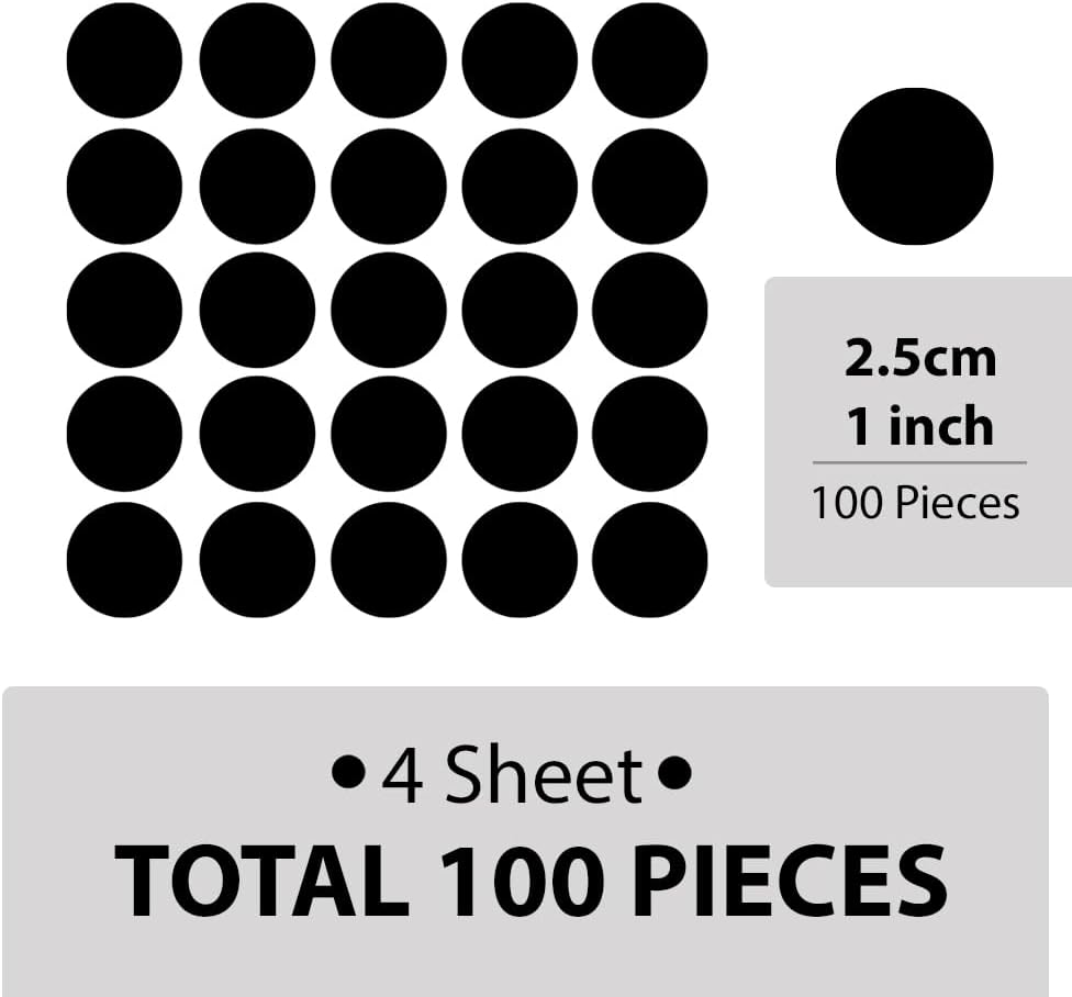 Removable & Self-Adhesive Vinyl Stickers for Kids Room / Black / 1 Inch Dot 240 / Set of 240