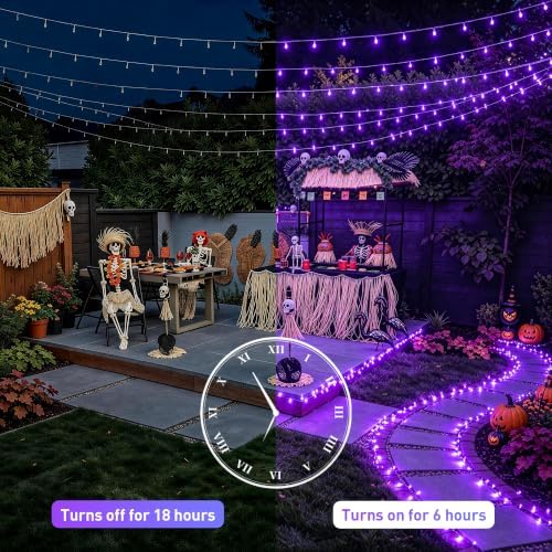 JMEXSUSS 99Ft Purple Halloween Lights, 300 LED Purple Christmas Lights