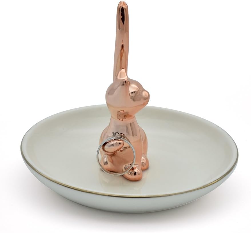 Rings Holder Jewelry Storage Dish Trinket Tray Decorative / One Size / Rose Gold Lucky Kitten