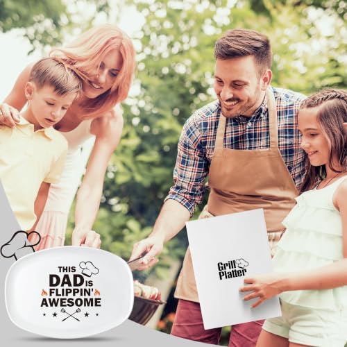 R HORSE Father Grill Platter Gift Dad BBQ Serving Tray Plate Dishes White Oval Serving Dishes Grandpa Daddy Christmas New Year Birthday Gift for Salads Desserts Charcuterie Outdoor Indoor Cooking
