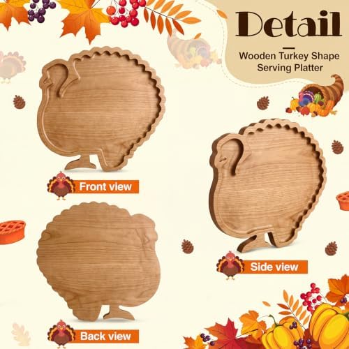 Sliner Turkey Charcuterie Board Wooden Thanksgiving Serving Platter Tray