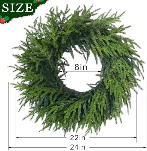 24" Lifelike Touch Artificial Christmas Norfolk Pine Wreath for Front Door