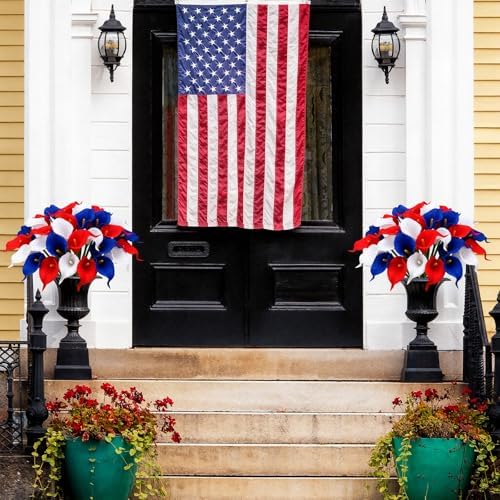 Hoteam 36 Pcs Halloween&Fall Flower Picks 14", Red,White,Blue