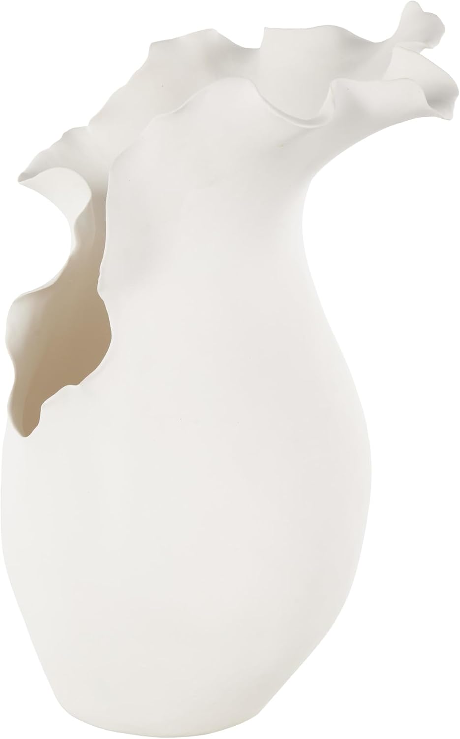 Ceramic Abstract Decorative Vase Floral Inspired Centerpiece Vase / White / 9 x 9 x 15
