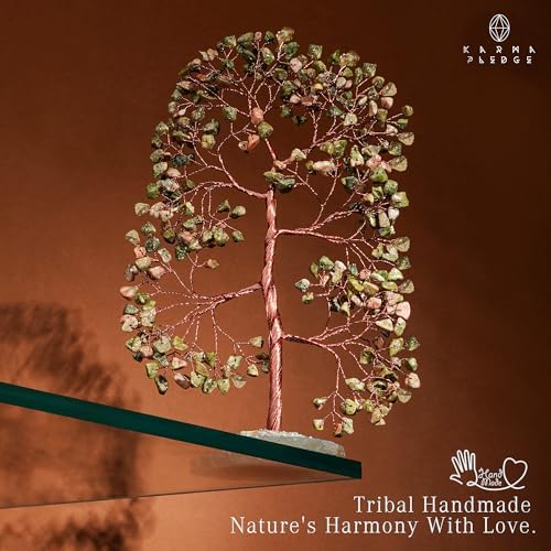 Crystal Tree of Life Birthday Gifts for Women, Men, Frineds, Handmade Unakite Chakra Tree for Home, Room, Office Decor