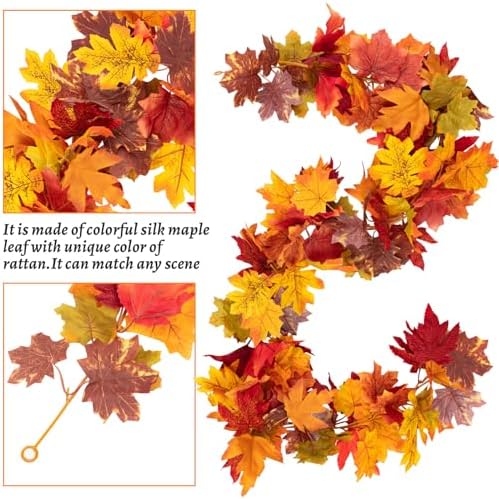 Fall Maple Leaf Garland, Yellow, 2PCS, 11.8FT