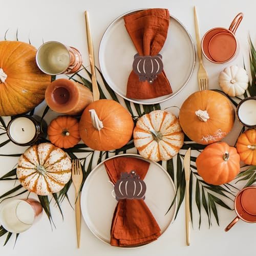 Roshtia 24 Pcs Wooden Fall Napkin Rings Thanksgiving, Pumpkin