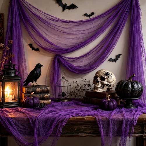410 x 80 in Halloween Creepy Cloth for Yard and Outdoor Decorations,Purple