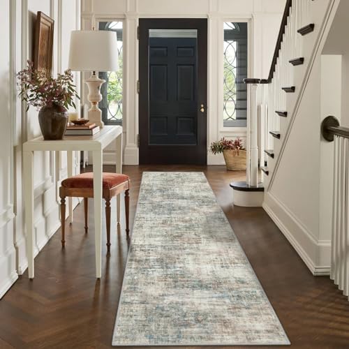 2'6''x8' Runner Rugs Washable Rug: Modern Abstract Multi Color Carpet