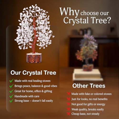 YATSKIA Clear Quartz Crystal Tree | Healing Gemstone Tree | Good Luck Gifts | Crystal Money Tree | Gifts for Women