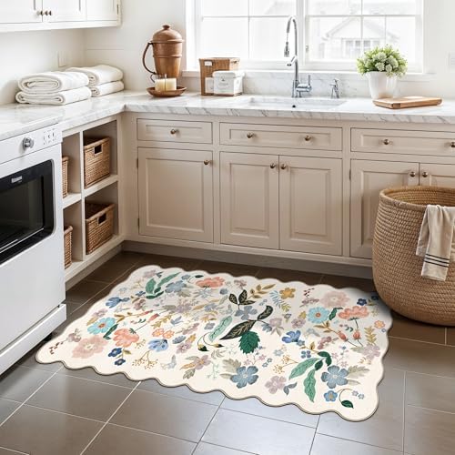 Washable 2x4 Entryway Area Rugs: Vintage Water Resistant Kitchen Rug Non-Slip Durable Doormat Ultra Soft Living Room