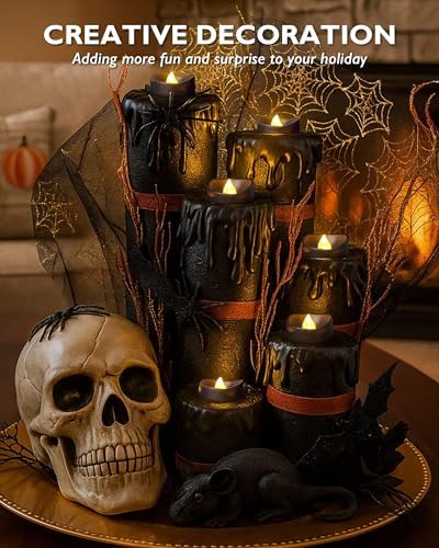 Homemory 12-Pack Black Flameless Battery Tea Light Candles, 200+ Hours