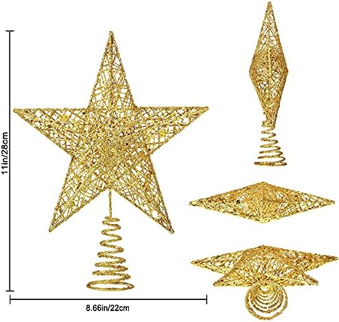 Christmas Tree Toppers Xmas Glitter Gold Hollow Star Treetop Topper
