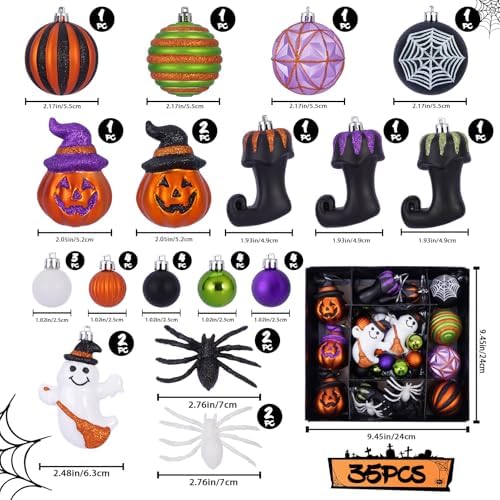 Halloween Ball Ornaments Set for Tree Decorations, 35 Pack