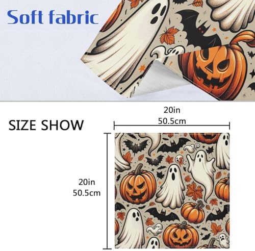 Halloween Cloth Napkins 20x20 Inch, 6 Pack Washable Dinner Napkins Reusable Napkins for Banquets, Weddings, Holiday, Party and Daily Use